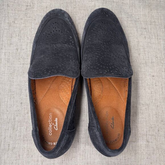 Clarks Trish Calla Loafer Blue Suede Slip On Sunburst Corpcore Women's‎ Size 8 - Picture 7 of 11